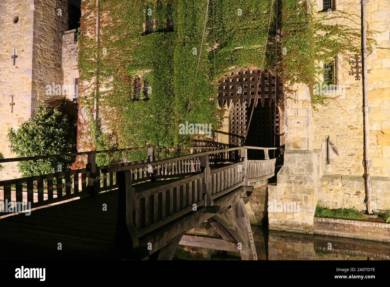 Hever Burg bei Nacht, Edenbridge, Kent, England, Großbritannien, USA, UK, Europa Stockfoto