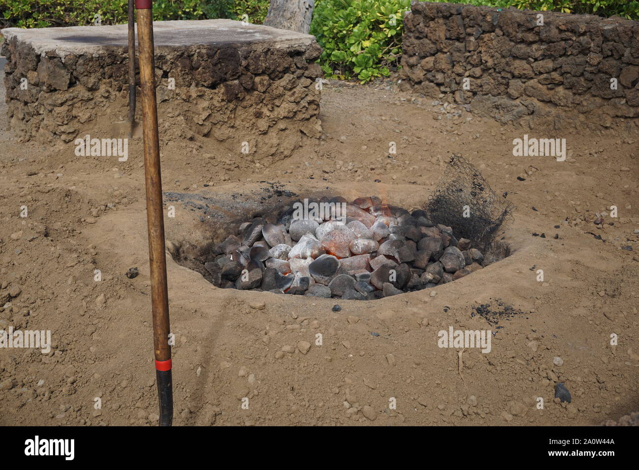 IMU gebaut in Vorbereitung für einen Abend Luau. Stockfoto