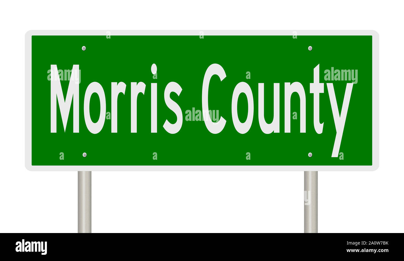 Rendering von einem grünen Schild für Morris County New Jersey Stockfoto