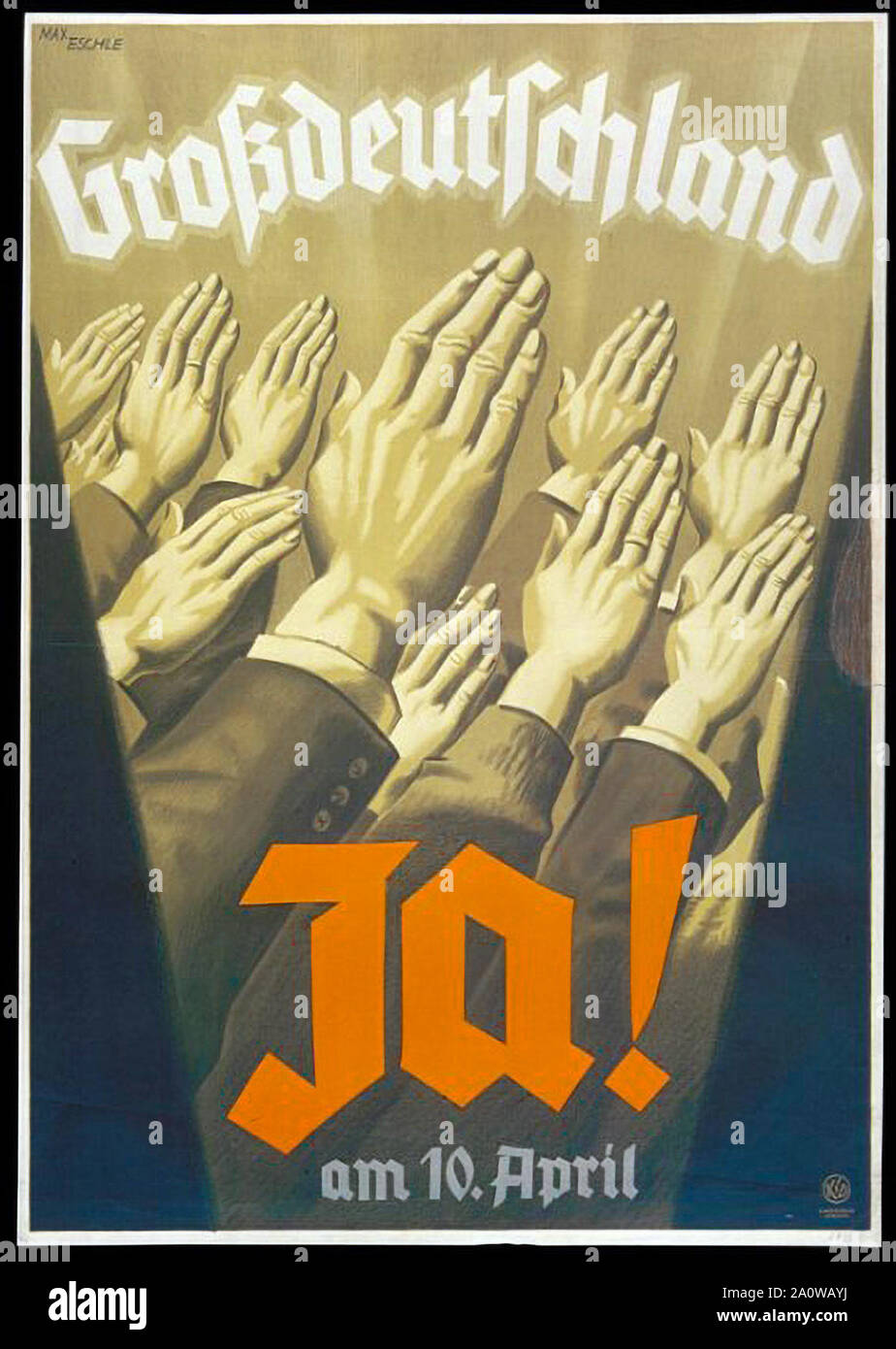 10. April Nazi-deutschland Propagandaplakat im Zweiten Weltkrieg Stockfoto