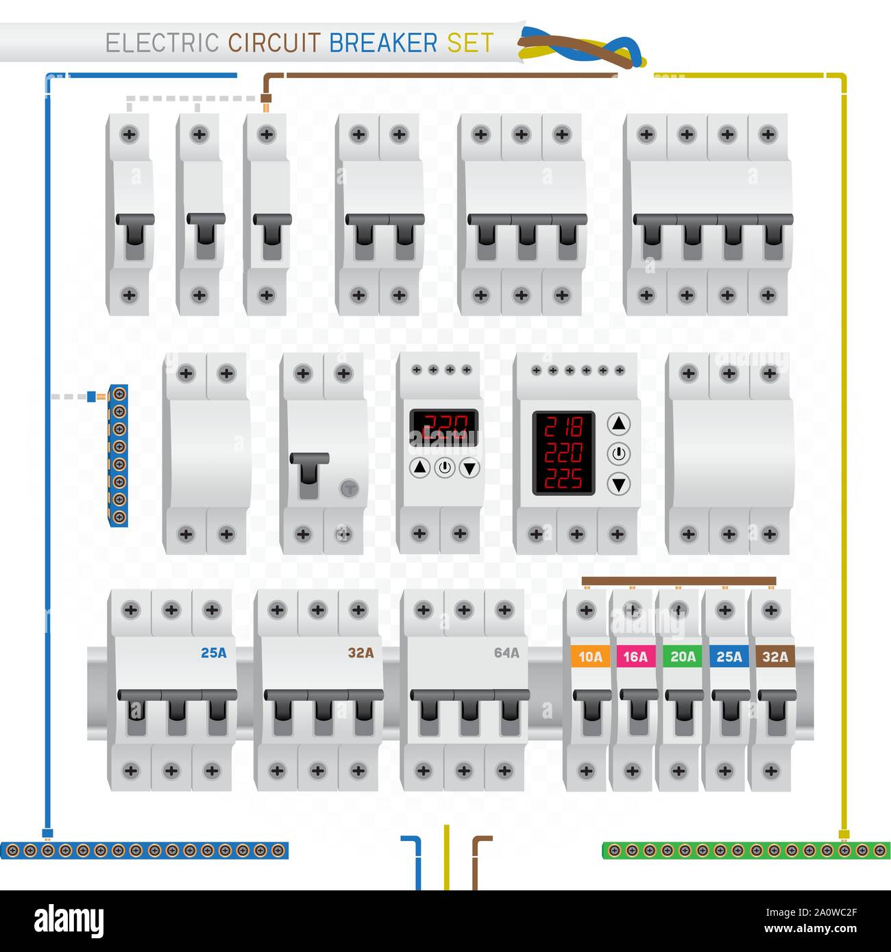 Elektrische Leistungsschalter eingestellt Stock Vektor