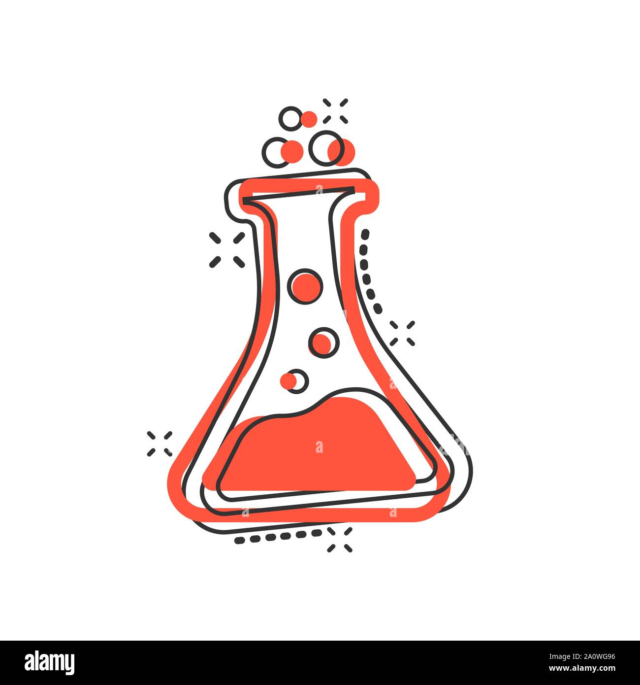 Chemie Becher zeichen Symbol im Comic-stil. Kolben Reagenzglas vektor  Cartoon Illustration auf weißem Hintergrund isoliert. Alchemie  Geschäftskonzept splash Stock-Vektorgrafik - Alamy