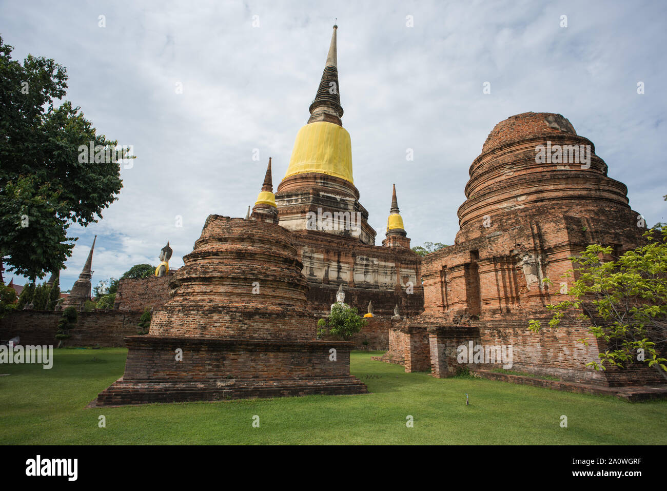 Wat Yai Chaimongkol, charmante Tempel Komplex in Ayutthaya, Thailand. Stockfoto