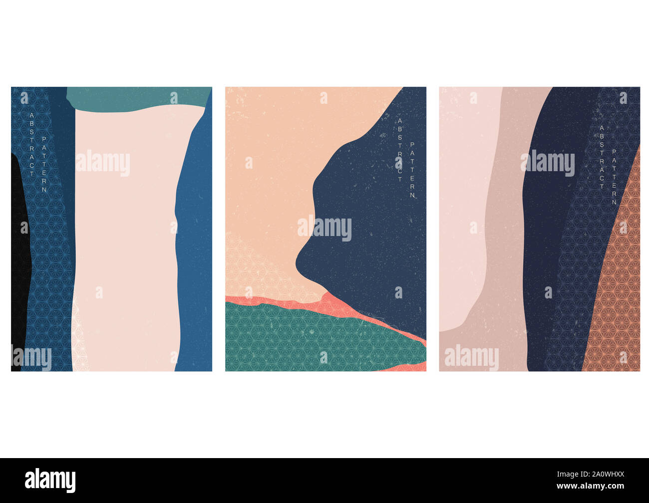 Zusammenfassung Hintergrund mit japanischen Muster Vektor. Blau, Braun und Vanille Vorlage. Stockfoto