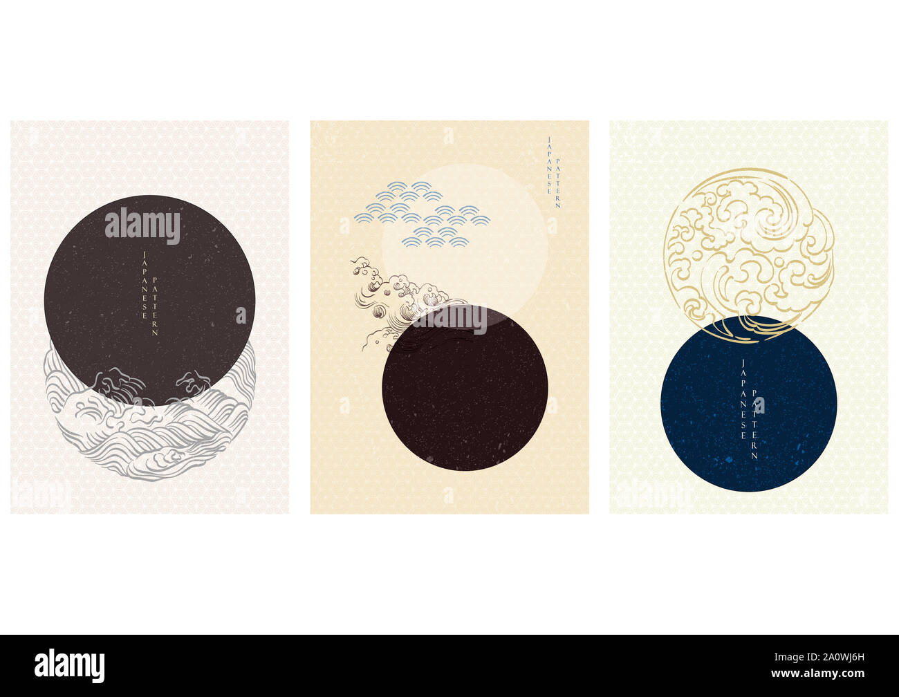 Japanische Schablone mit geometrischen Muster Vektor. Japanische Muster mit Wave Elementen. Stockfoto