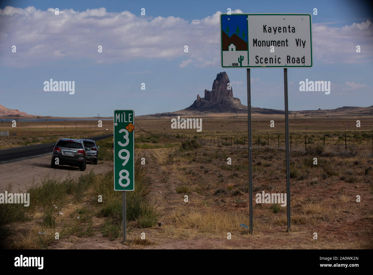 Monument Valley Scenic Drive zum Navajo Monument Valley in Utah. Stockfoto