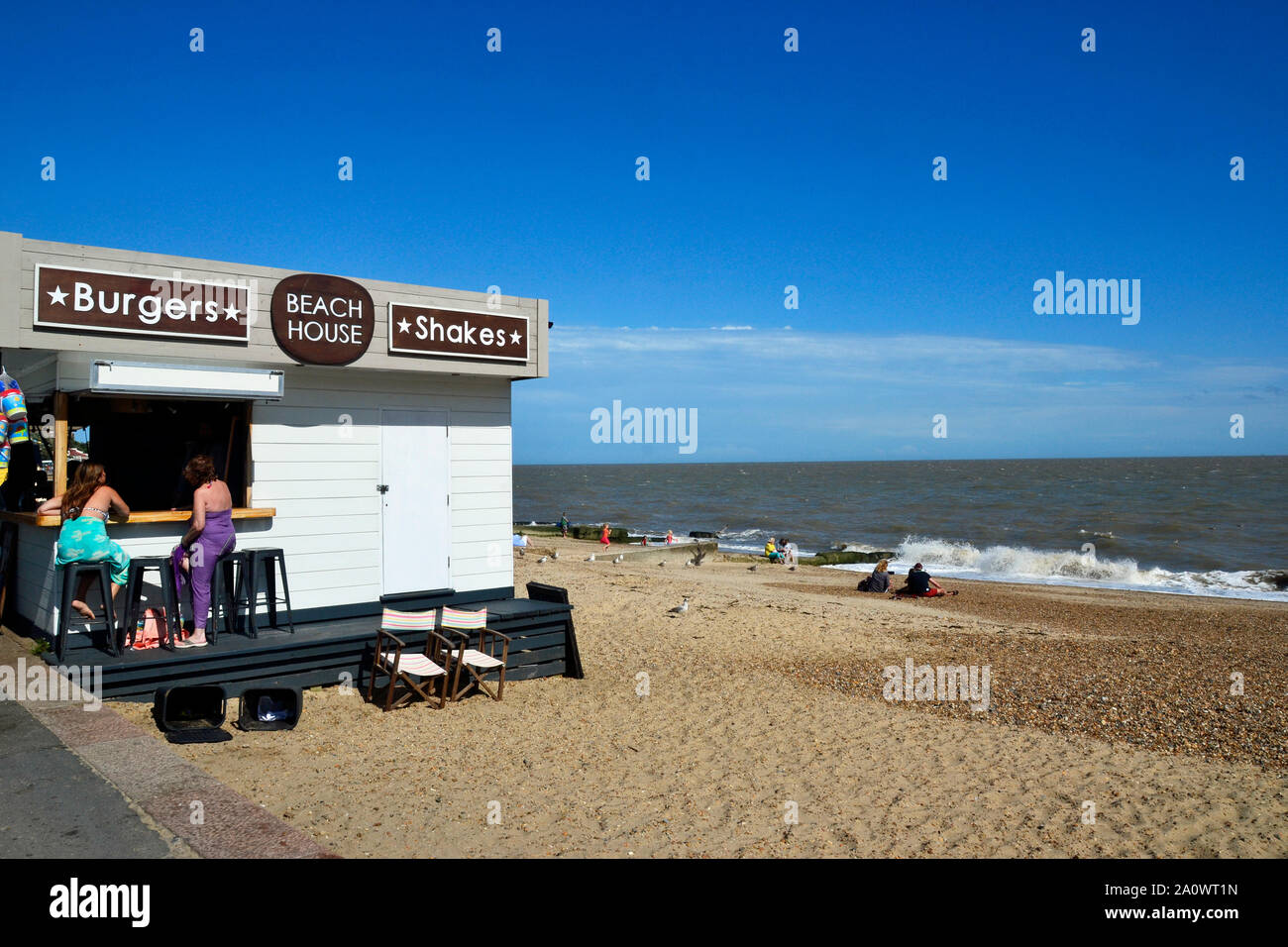 Beach House Burger und Shakes in Felixstowe Strandpromenade, Suffolk, Großbritannien Stockfoto