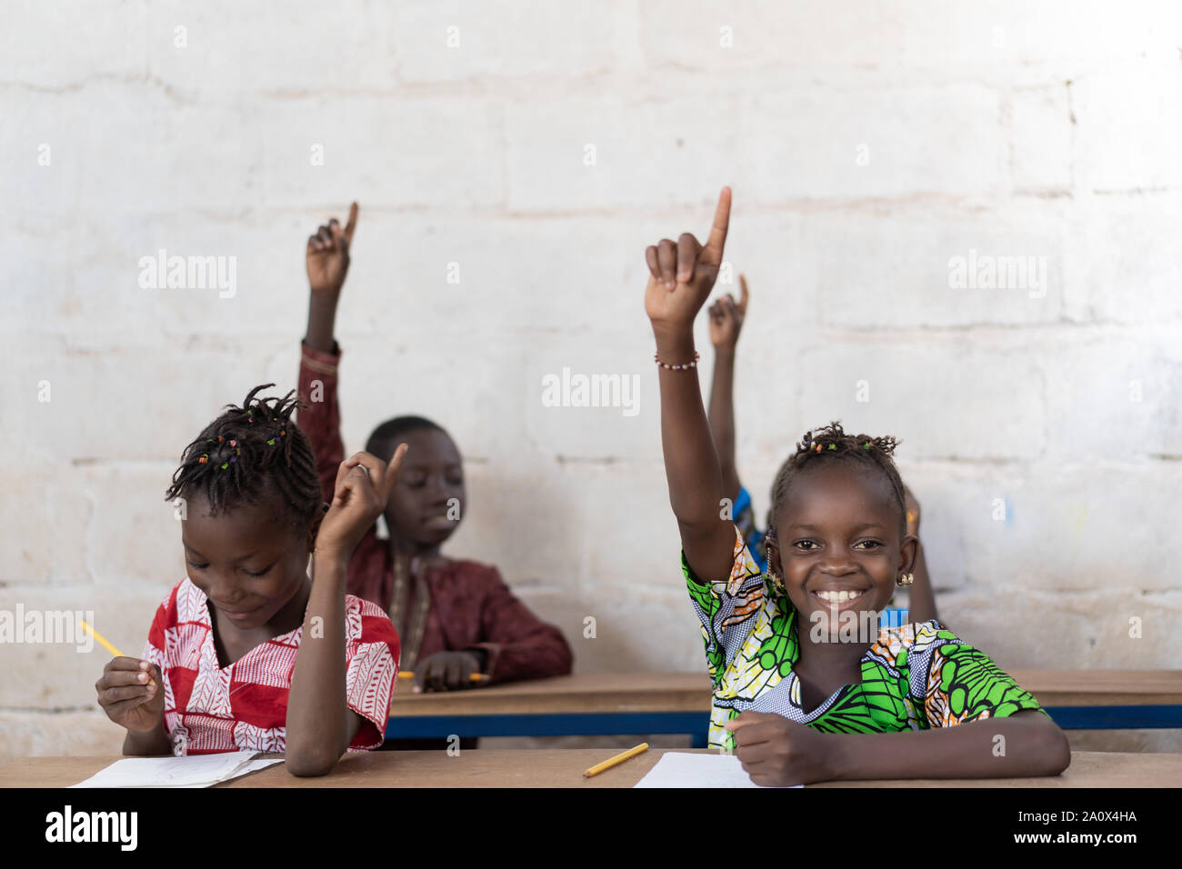 Kopieren Sie Platz in Klasse Schule der Afrikanischen schwarzen Kinder Stockfoto