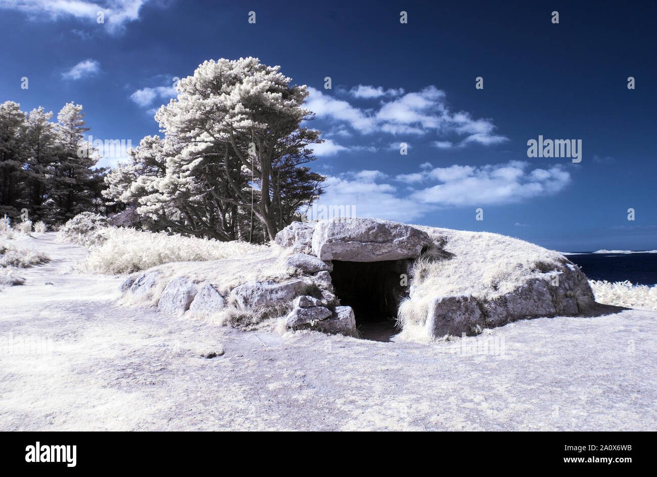 Höhere Innisidgen, Alte Grabkammer, die St Mary's, Isles of Scilly, Cornwall, Großbritannien Stockfoto