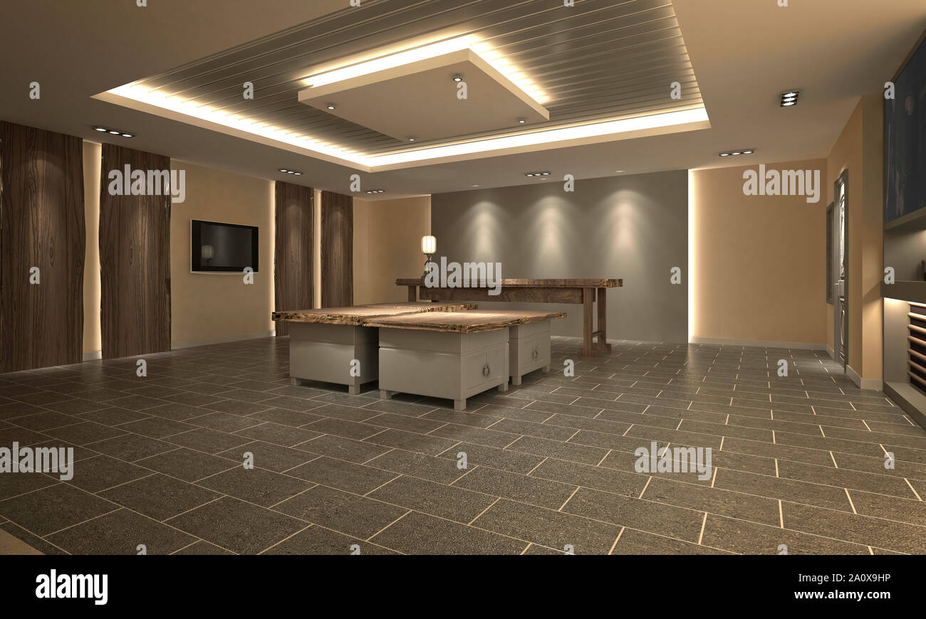 3D-Render hotel Rezeption und Lobby Stockfoto