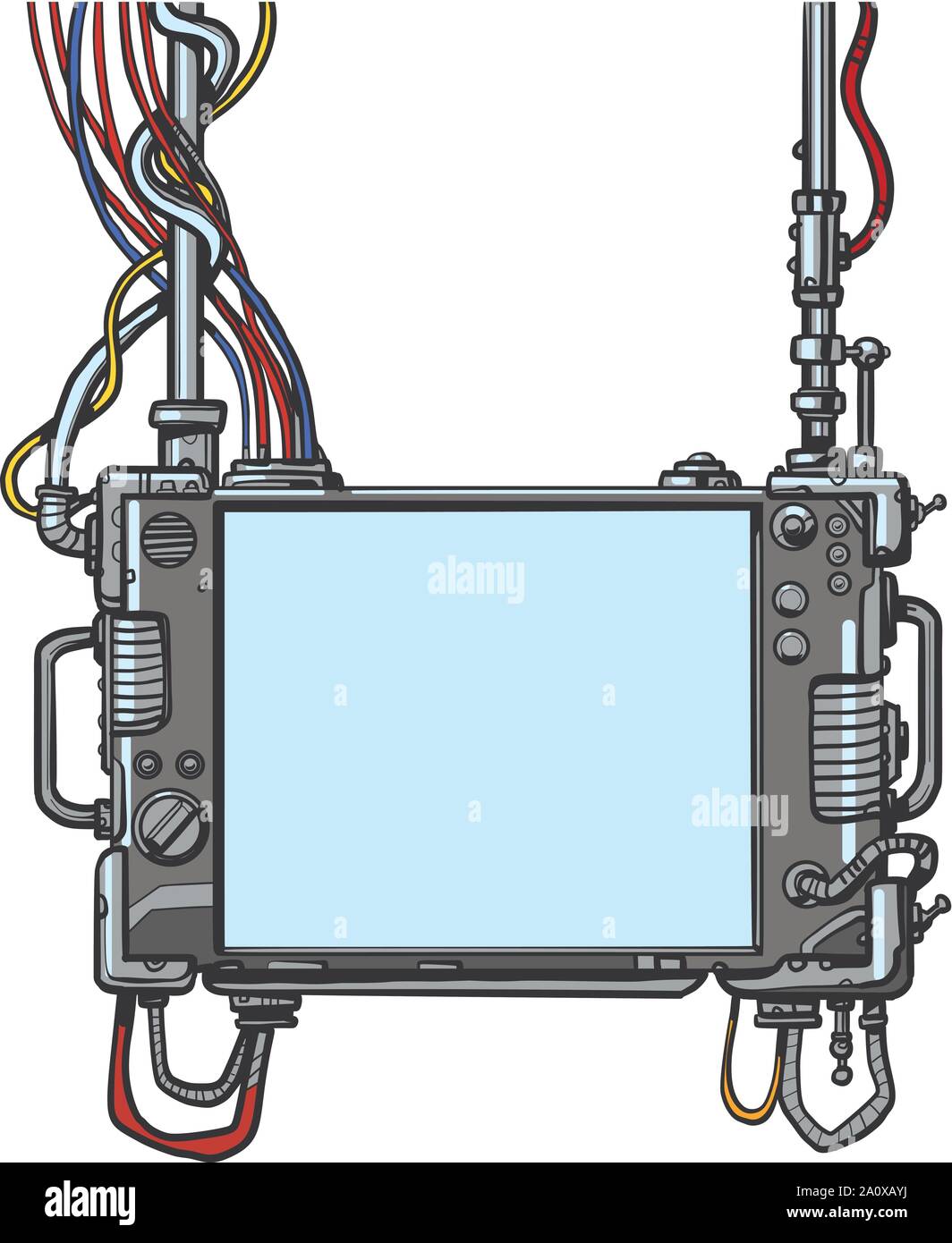 Cyberpunk Monitor Tool. Pop Art retro Vektor illustration Zeichnung vintage Kitsch Stock Vektor