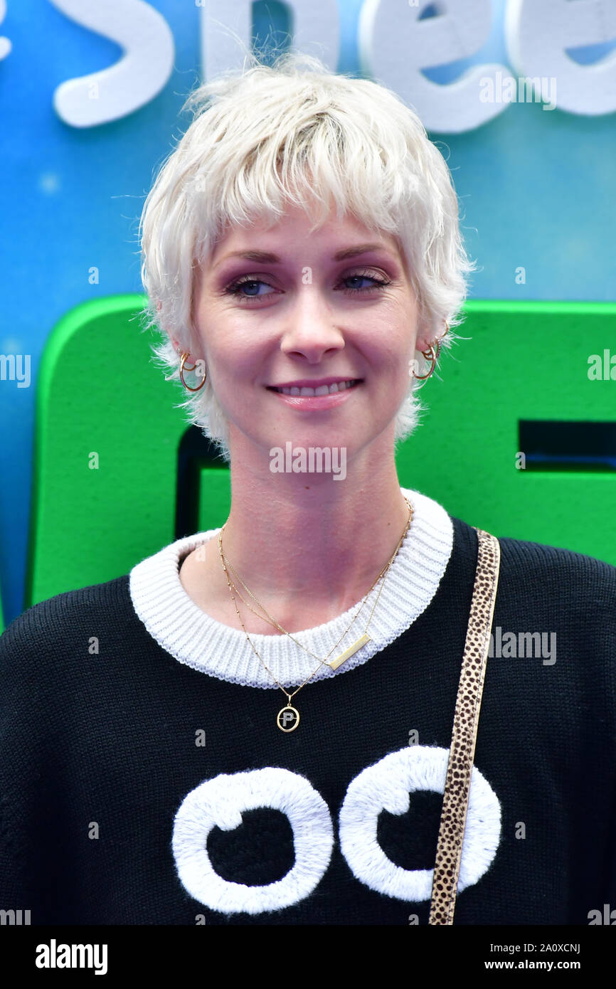 London, Großbritannien. 22 Sep, 2019. Portia Freeman mit Dylan und Rudy besuchen die Shaun das Schaf Film: Farmageddon, im ODEON LUXE am 22. September 2019, London, UK. Bild Capital/Alamy leben Nachrichten Stockfoto