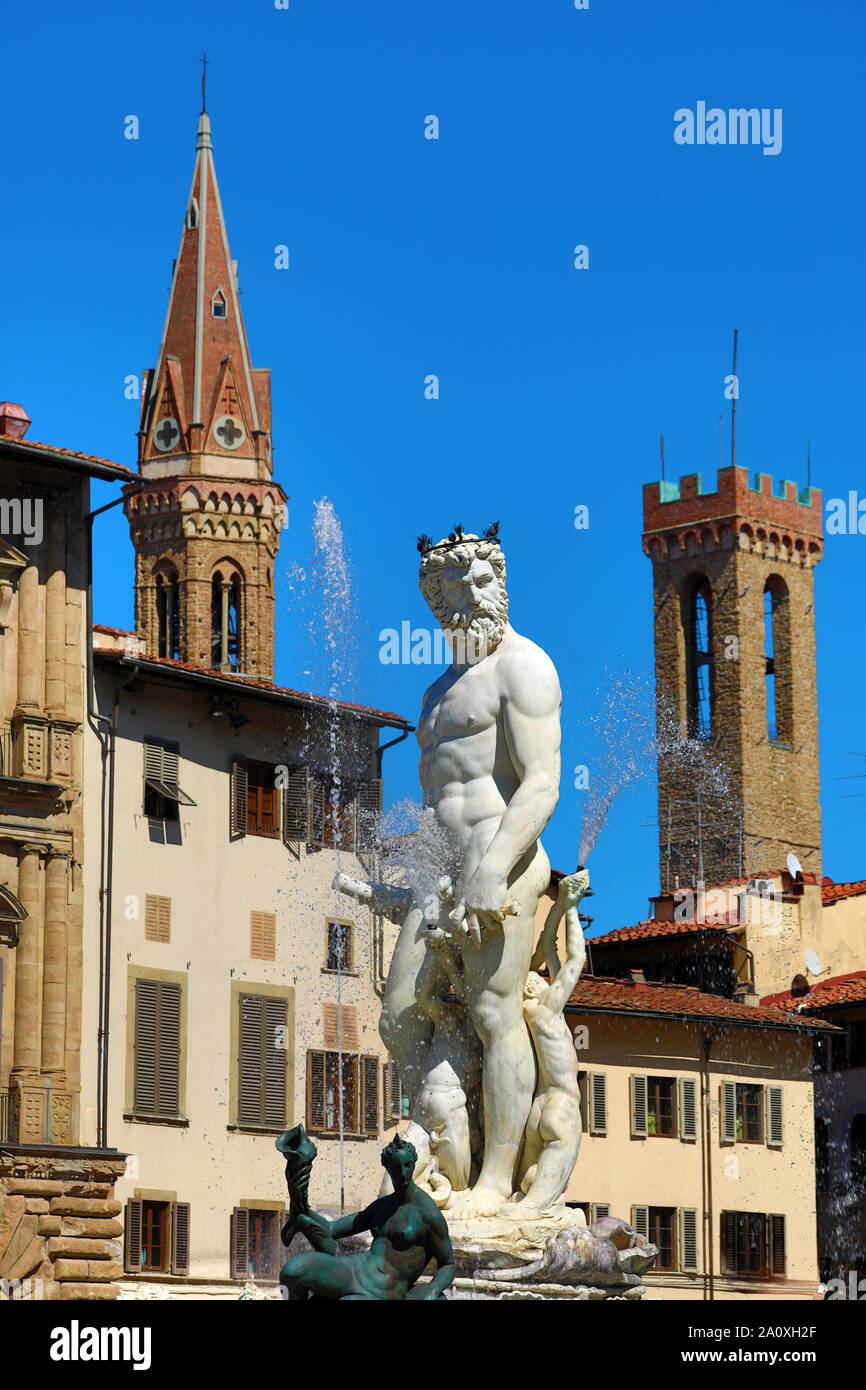 Neptunbrunnen in der Piazza della Signoria, Florenz, Italien Stockfoto