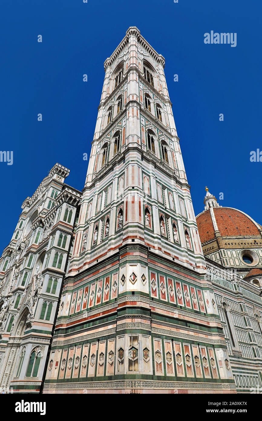 Giottos Glockenturm und den Dom, die Kathedrale von Santa Maria Del Fiore, Florenz, Italien Stockfoto