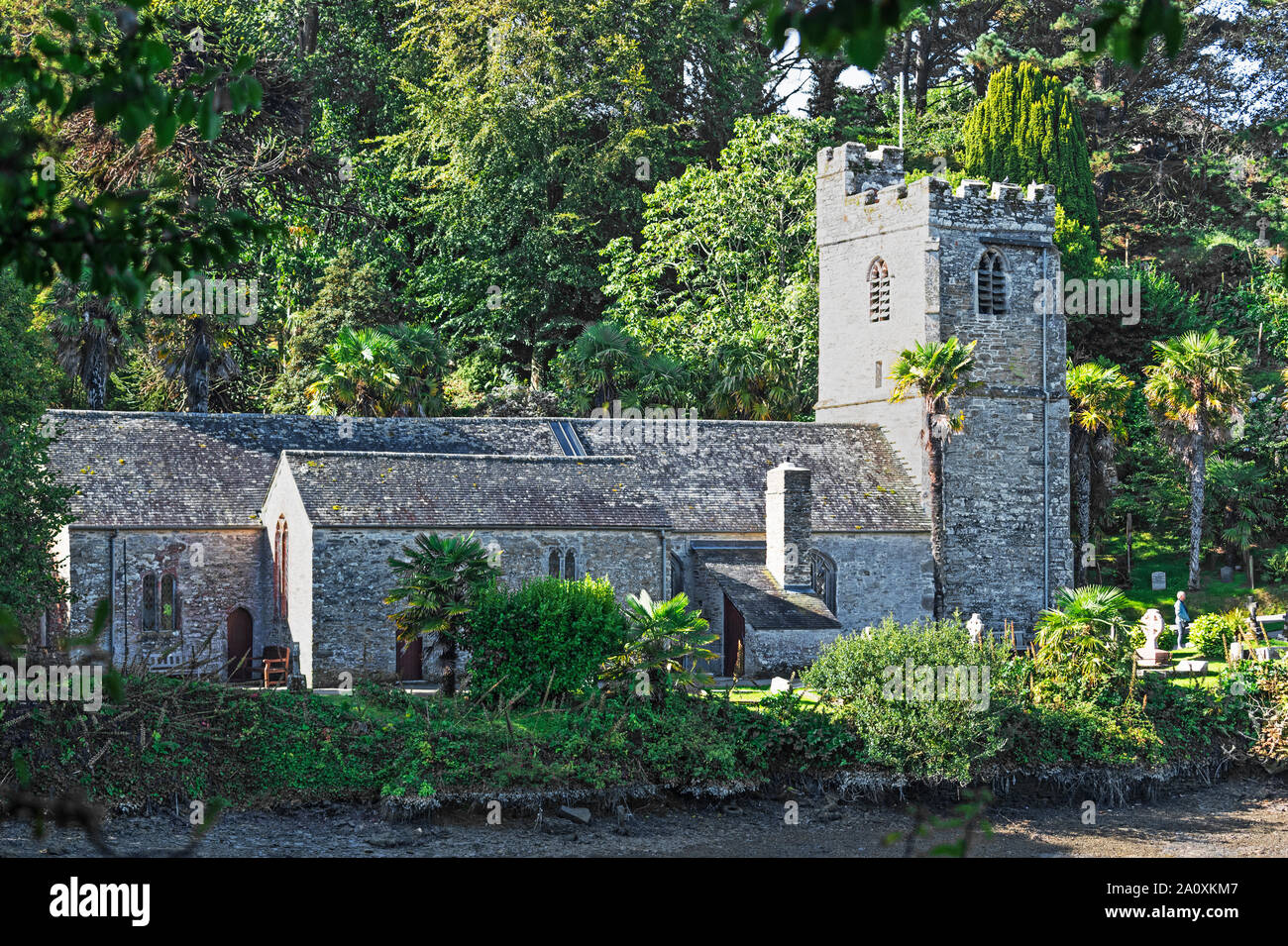 Im 12. Jahrhundert, nur Kirche, roseland in Cornwall, England, Großbritannien, Großbritannien. Stockfoto