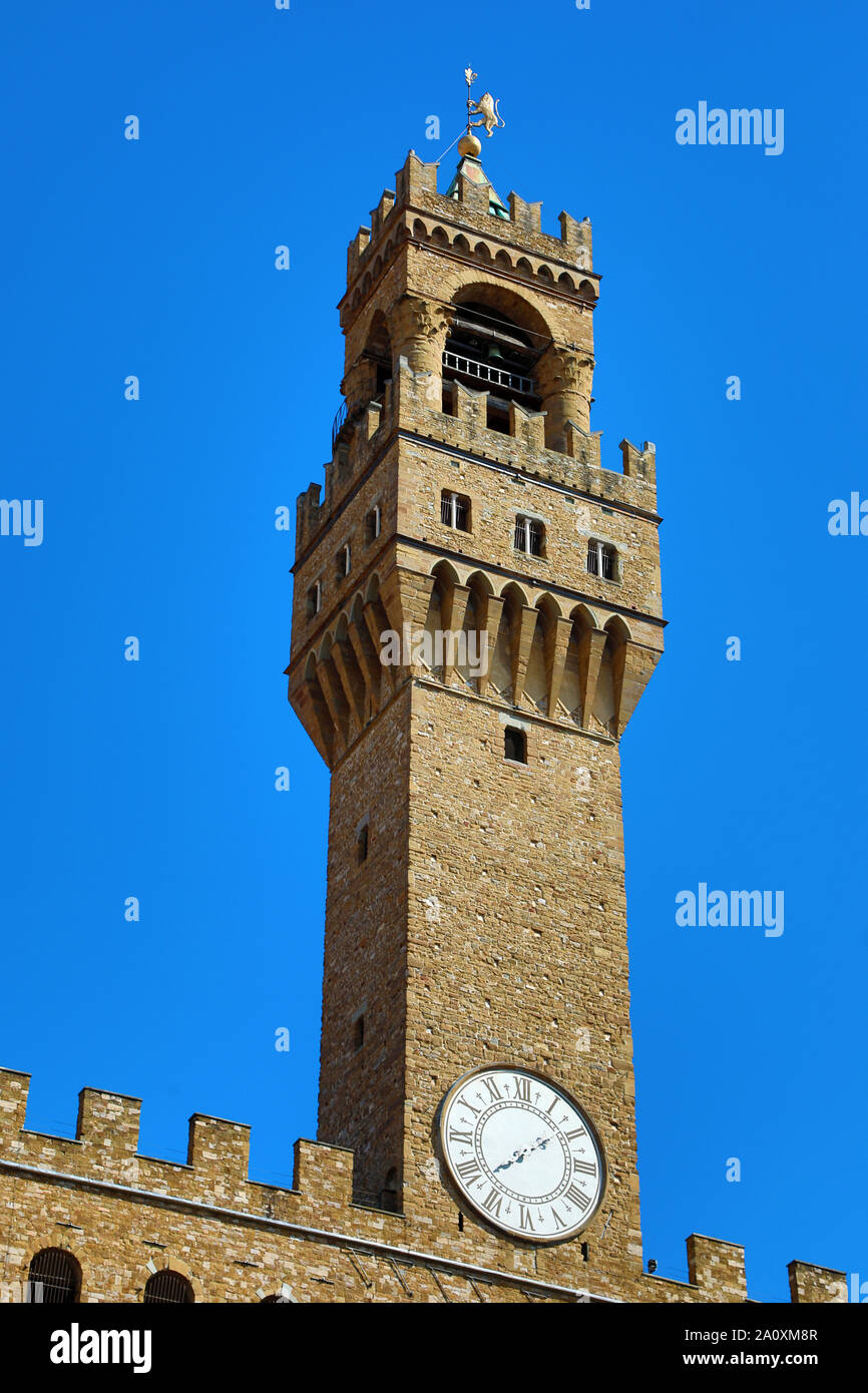Der Palazzo Vecchio Museum und Turm, Florenz, Italien Stockfoto