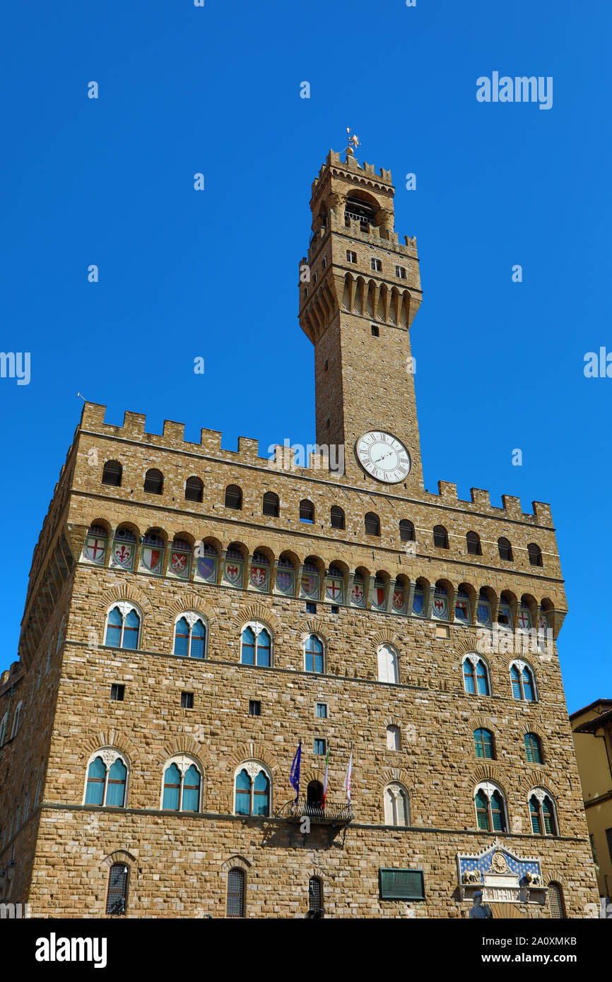 Der Palazzo Vecchio Museum und Turm, Florenz, Italien Stockfoto