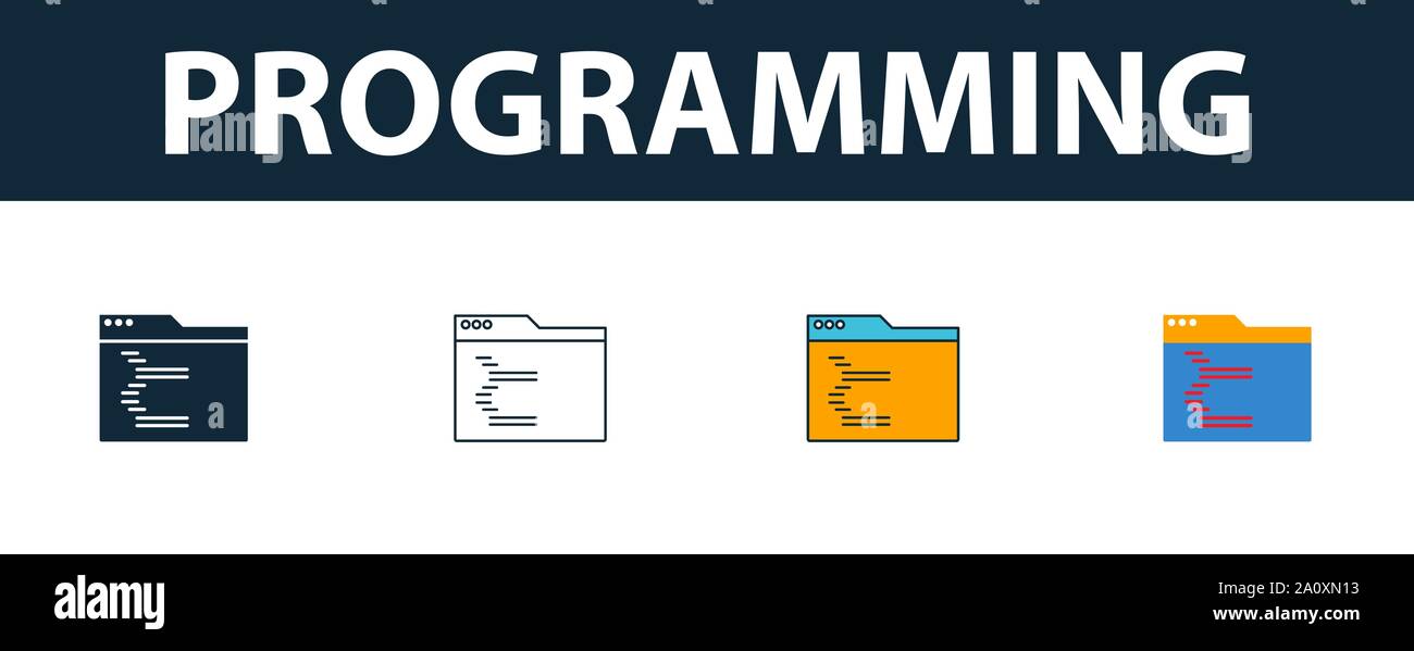 Programmierung Symbol gesetzt. Vier einfache Symbole in verschiedenen ...