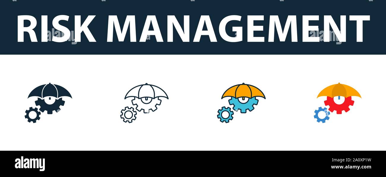 Risk Management Icon Set. Vier einfache Symbole in verschiedenen ...