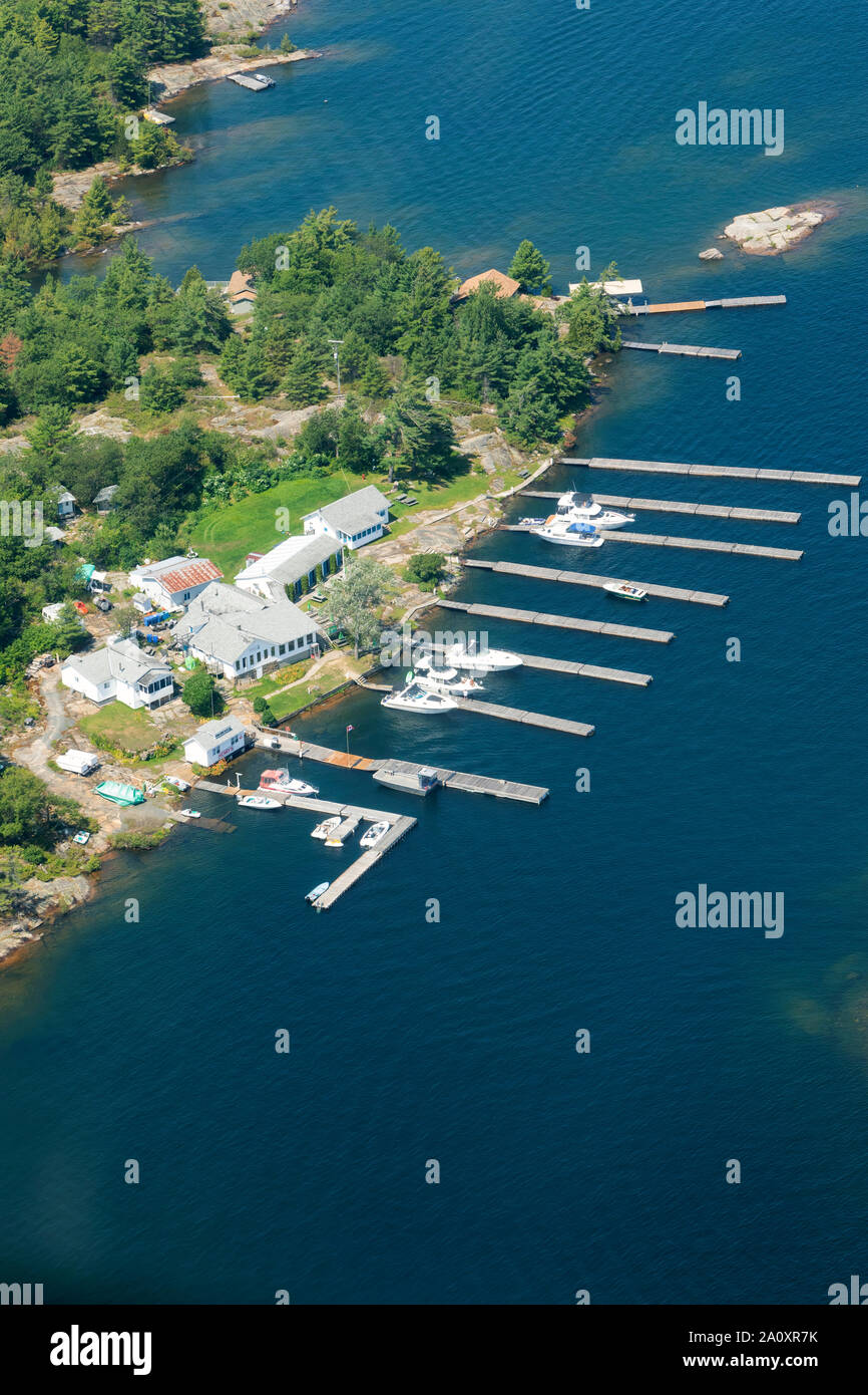 Henrys Fisch Restaurant, San Souci, Georgian Bay, aus der Luft Stockfoto