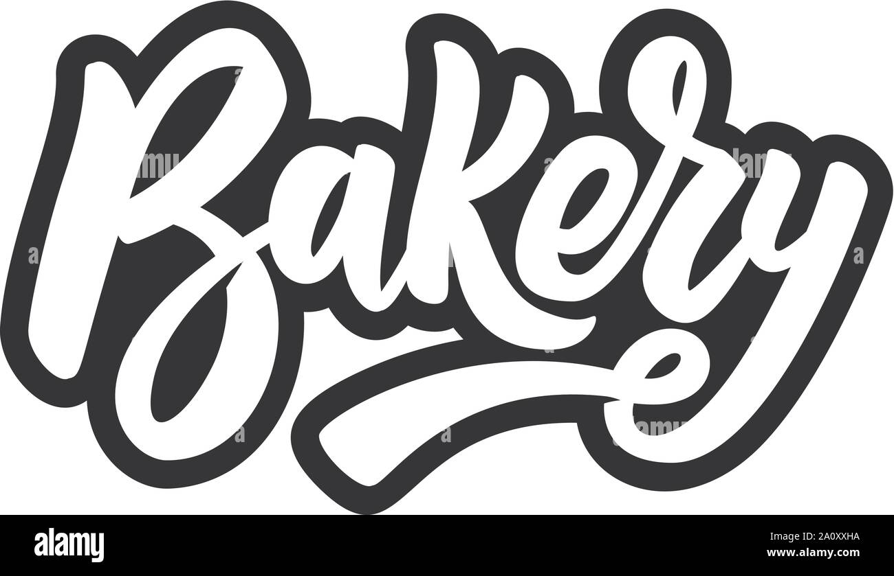 Bäckerei. Schriftzug Phrase auf weißem Hintergrund. Design Element für Poster, Banner, T-Shirt, Karte. Vector Illustration Stock Vektor