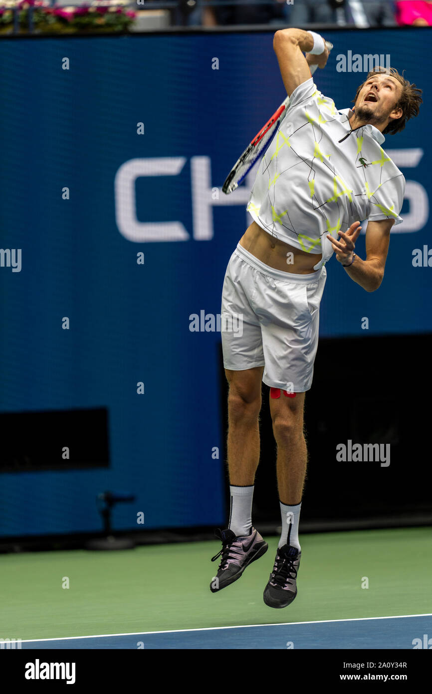 Daniil Medwedew Russlands konkurrieren in das Finale der Herren Einzel bei den US Open Tennis 2019 Stockfoto