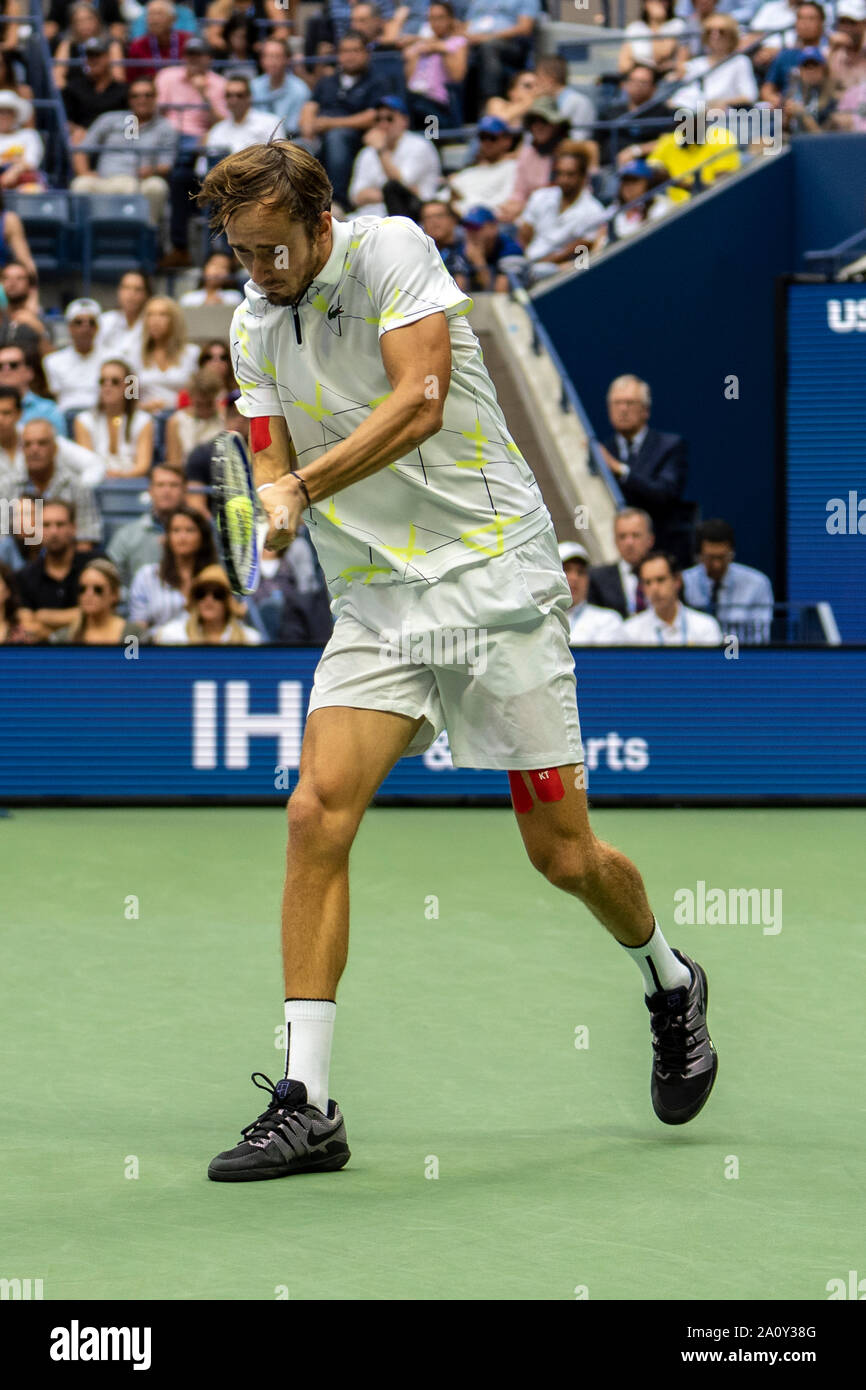 Daniil Medwedew Russlands konkurrieren in das Finale der Herren Einzel bei den US Open Tennis 2019 Stockfoto