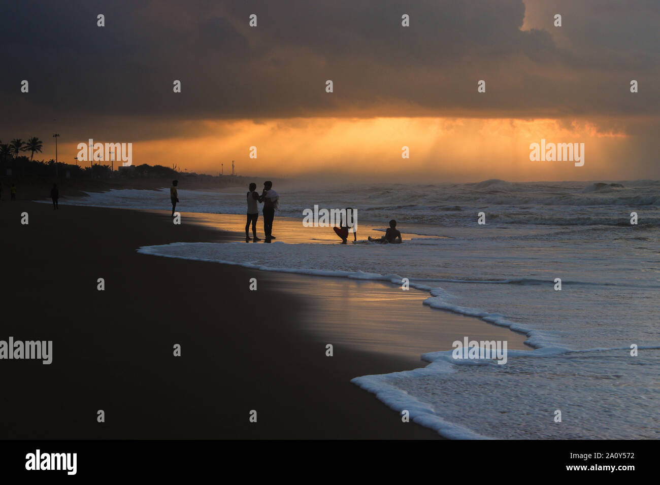 Anfang morning.it war ich zum ersten Mal in Sea Beach India. Stockfoto