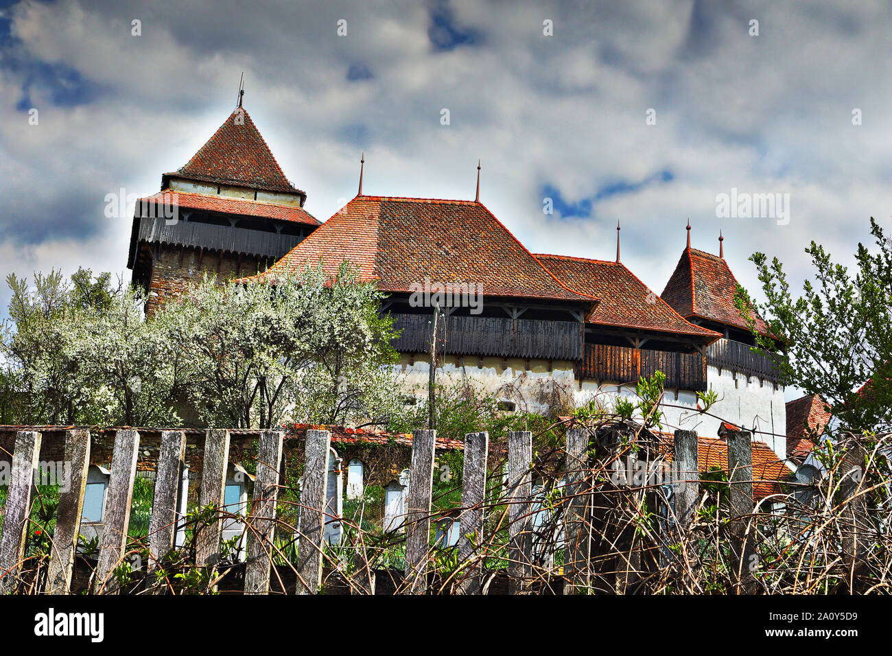 Viscri Festung in Siebenbürgen, UNESCO-Weltkulturerbe, aus Rumänien Stockfoto