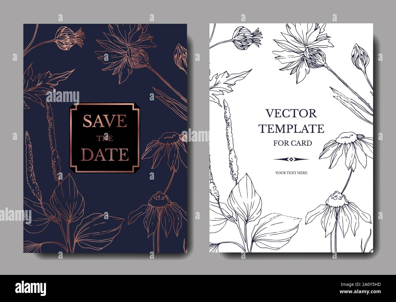 Vektor Wildblumen Blumen botanischen Blumen. Schwarz und weiß eingraviert Tinte Art Hochzeit hintergrund Karte dekorative Grenze. Danke, Rsvp, Einladung Stock Vektor
