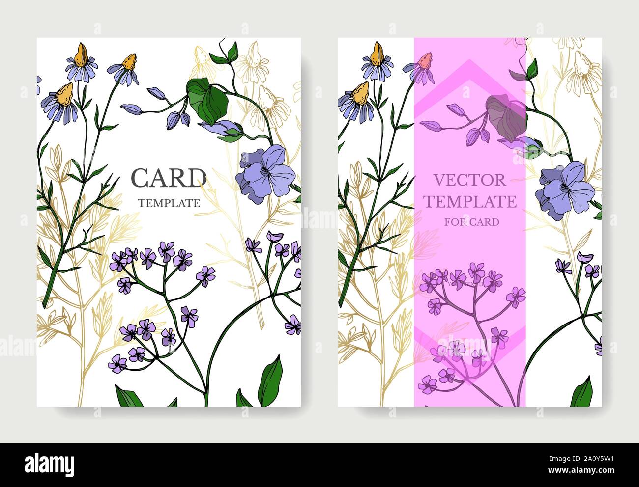 Vektor Wildblumen Blumen botanischen Blumen. Schwarz und weiß eingraviert Tinte Art Hochzeit hintergrund Karte dekorative Grenze. Danke, Rsvp, Einladung Stock Vektor
