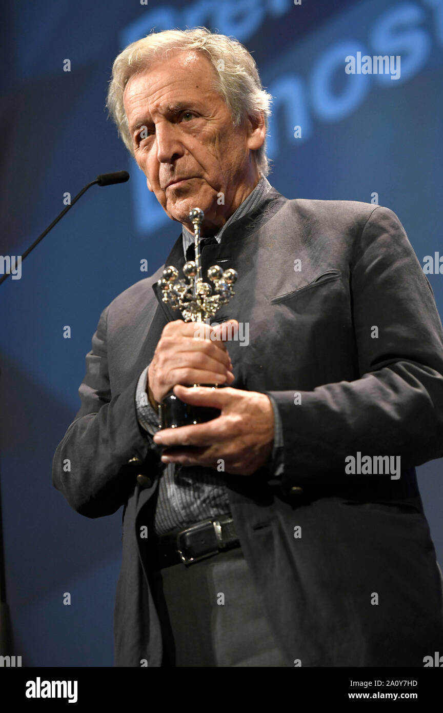 Costa Gavras am Donostia Award für sein Lebenswerk an der 67th San Sebastian International Film Festival / Festival Internacional de Cine de San Sebastián am Theater Victoria Eugenia. San Sebastian, 21.09.2019 | Verwendung weltweit Stockfoto