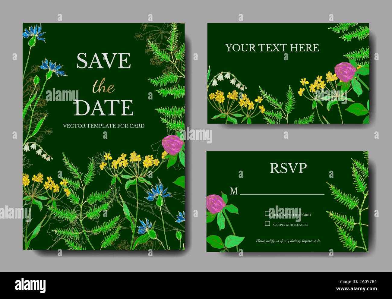 Vektor Wildblumen Blumen botanischen Blumen. Schwarz und weiß eingraviert Tinte Art Hochzeit hintergrund Karte dekorative Grenze. Danke, Rsvp, Einladung Stock Vektor