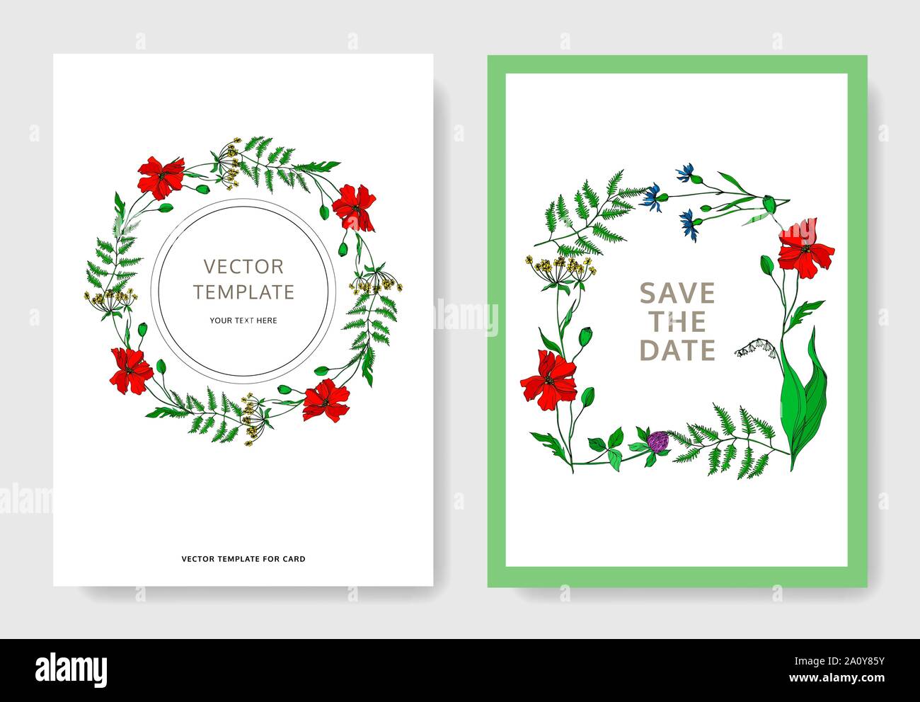 Vektor Wildblumen Blumen botanischen Blumen. Schwarz und weiß eingraviert Tinte Art Hochzeit hintergrund Karte dekorative Grenze. Danke, Rsvp, Einladung Stock Vektor