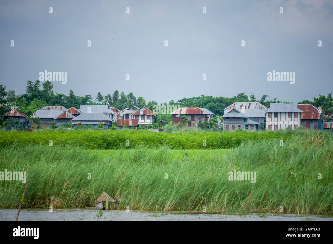 Inseln und Unterkünfte der Padma Fluss von Bangladesch Stockfoto