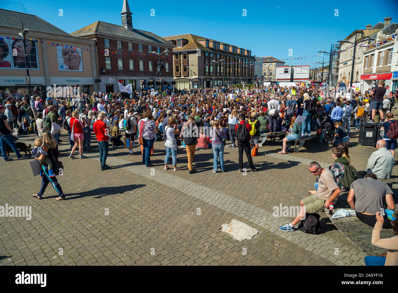 Truro, Cornwall, England. 20/09/2019. Studenten aus ganz Cornwall haben sich in der Global Strike das Profil des Klimawandels zu erhöhen. Stockfoto