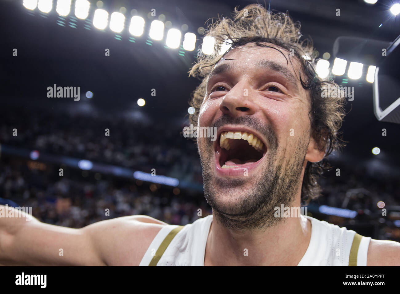 Madrid, Spanien. 22 Sep, 2019. Sergio Llull während Real Madrid Sieg über FC Barcelona (89-79) im Supercopa Endesa abschließenden Spiel feierten an Wizink Zentrum in Madrid (Spanien), 22. September 2019. (Foto von Juan Carlos García Mate/Pacific Press) Quelle: Pacific Press Agency/Alamy leben Nachrichten Stockfoto