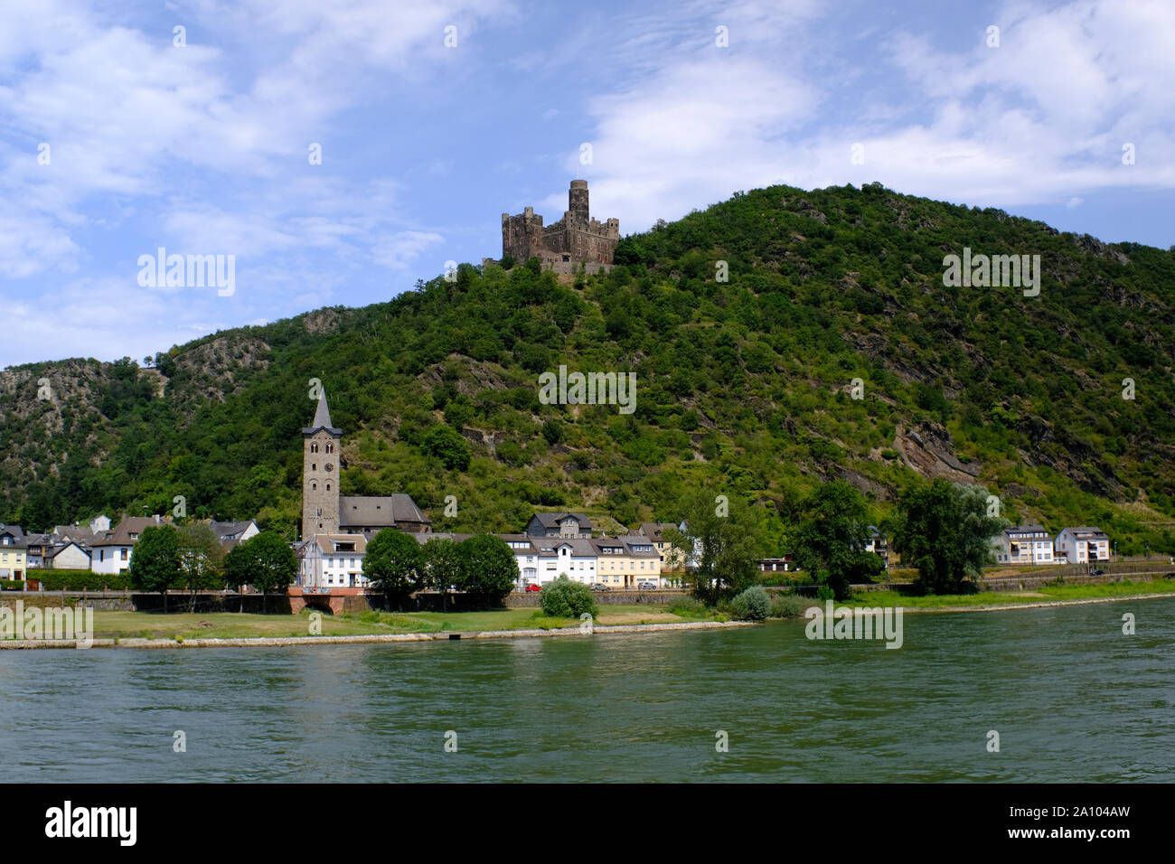 Maus Burg Deuernburg, Deutschland im Mittleren Rheintal Stockfoto