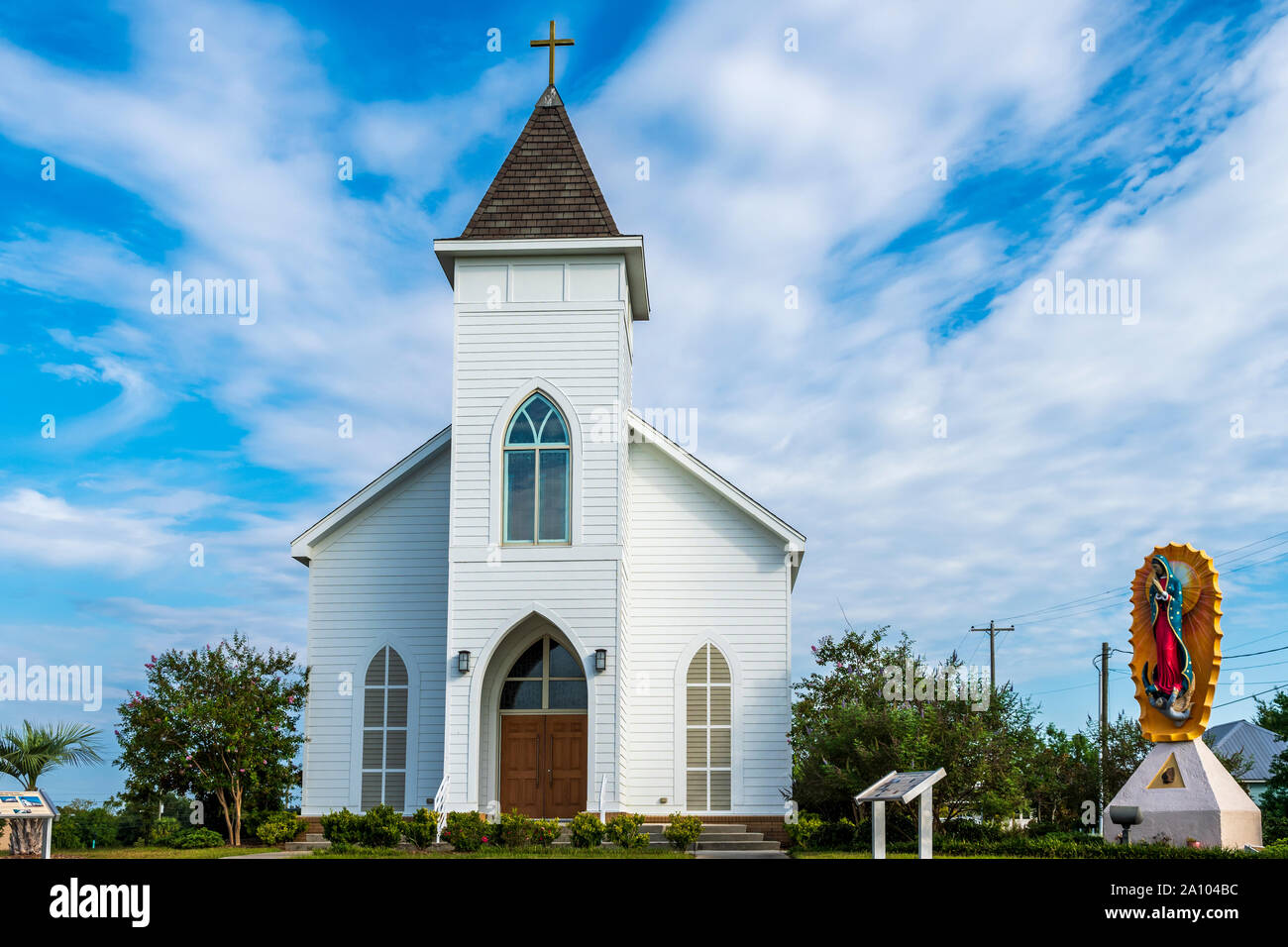 Der hl. Paulus katholische Kapelle Unserer Lieben Frau von Guadalupe Schrein, Pass Christian, Mississippi. Stockfoto