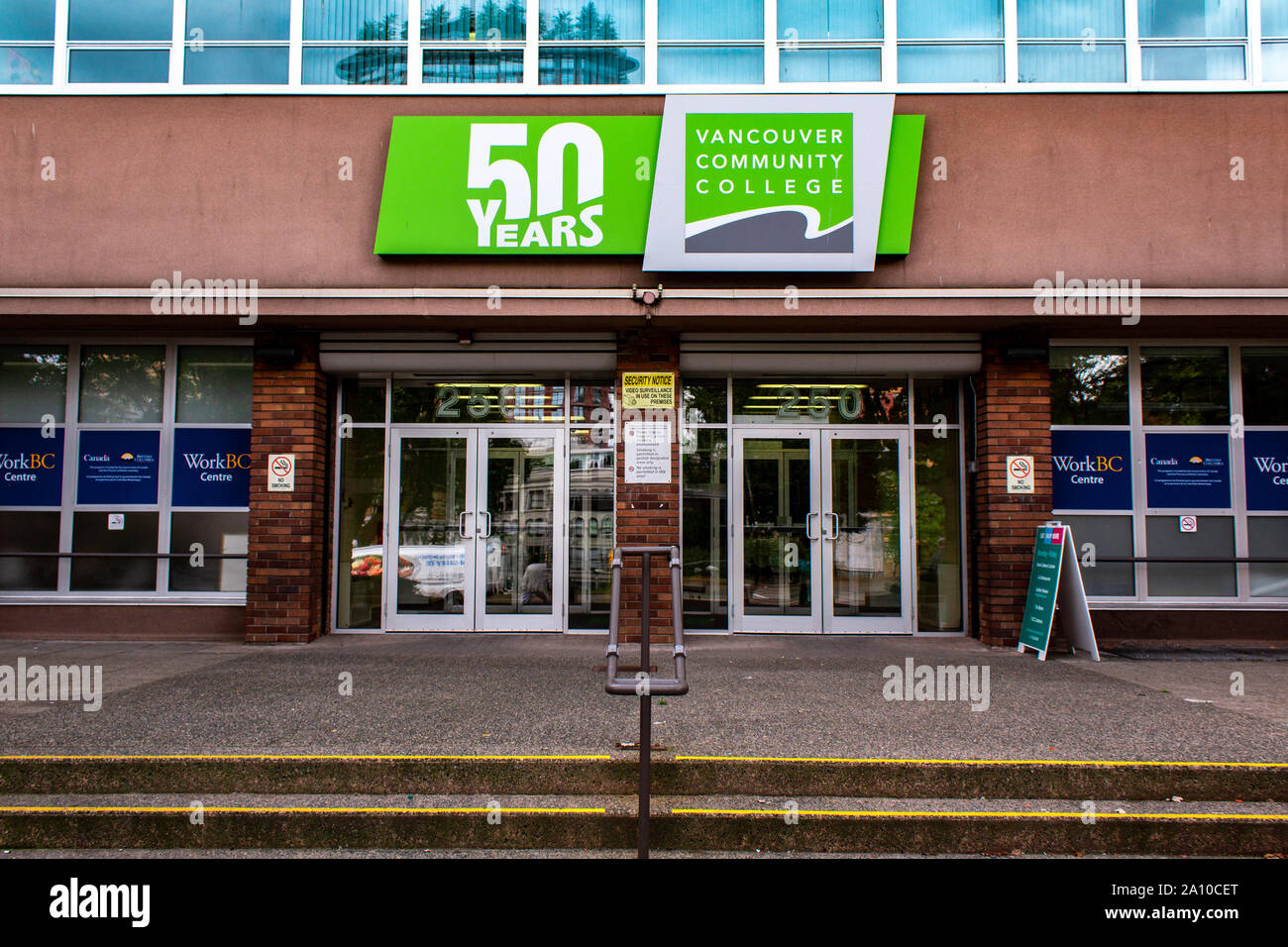 Vancouver Community College-Zeichen vor der Innenstadt Campus Stockfoto