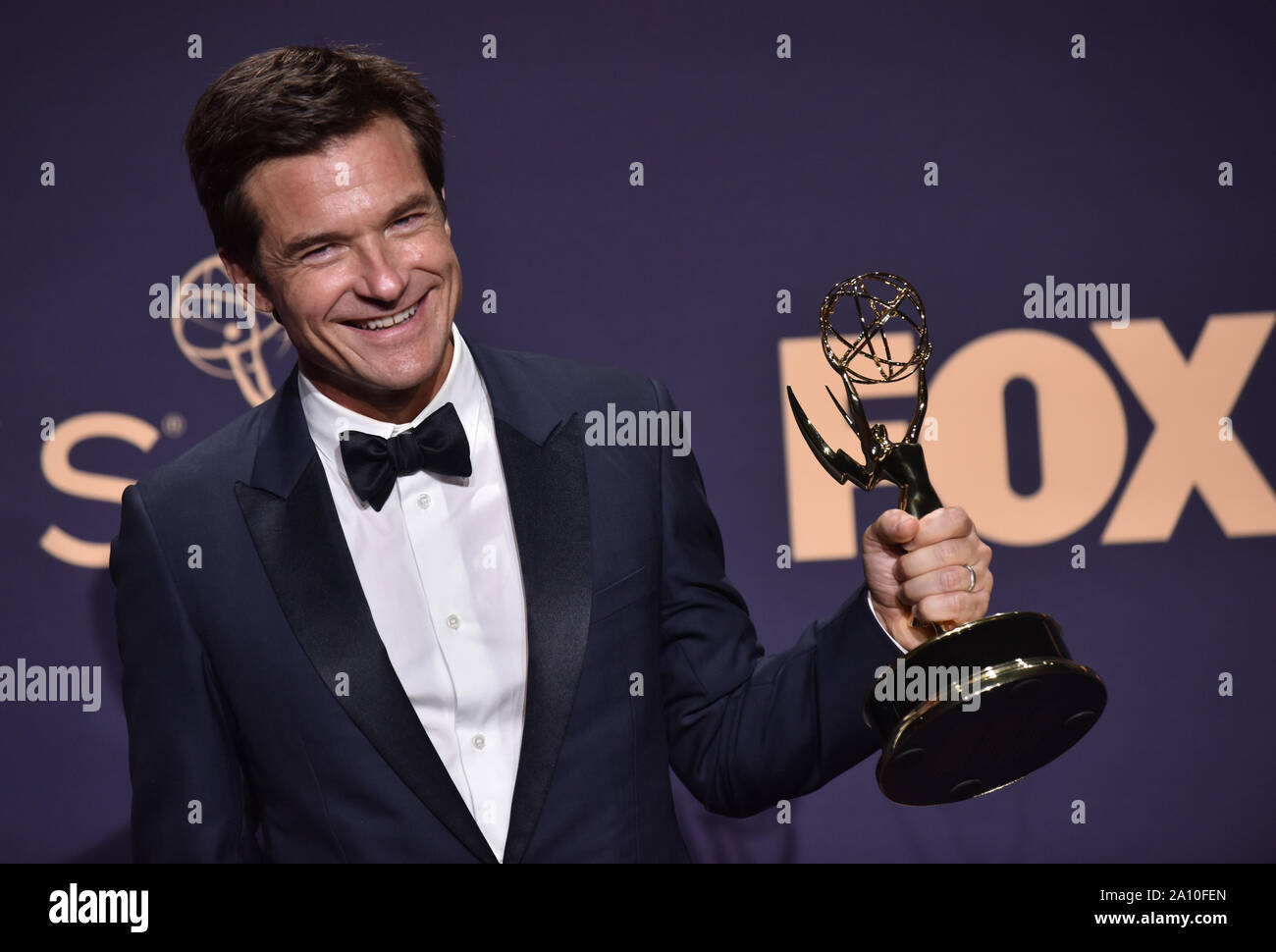 Jason Bateman, Gewinner des Award für herausragende Regie für ein Drama Serie für "Ozark "backstage bei der 71st jährlichen Primetime Emmy Awards wird am Microsoft Theater in der Innenstadt von Los Angeles am Sonntag, 22. September 2019. Foto von Christine Kauen/UPI.. Stockfoto