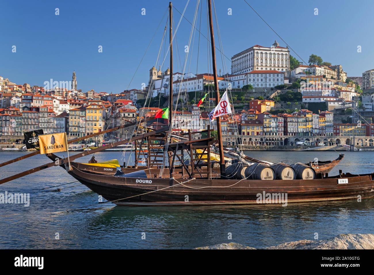 Port Boot Fluss Douro Porto Portugal Stockfoto