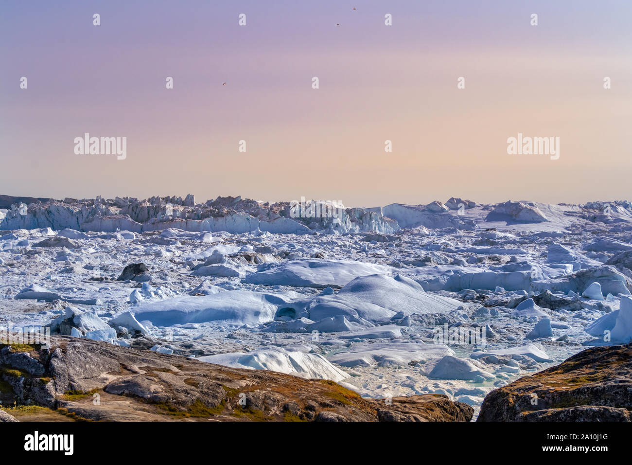 Detail der Jakobshavn Gletscher weiss auch wie Ilulissat Gletscher in Grönland. Stockfoto