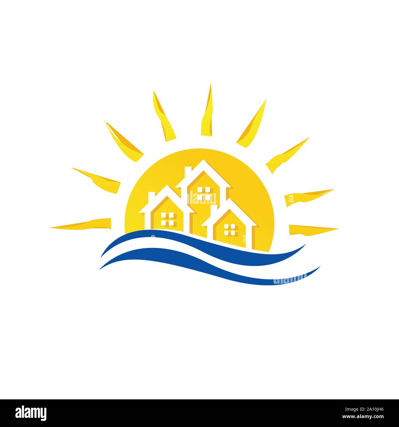Sommer Beach House Logo Design template Vector Illustration Stock Vektor