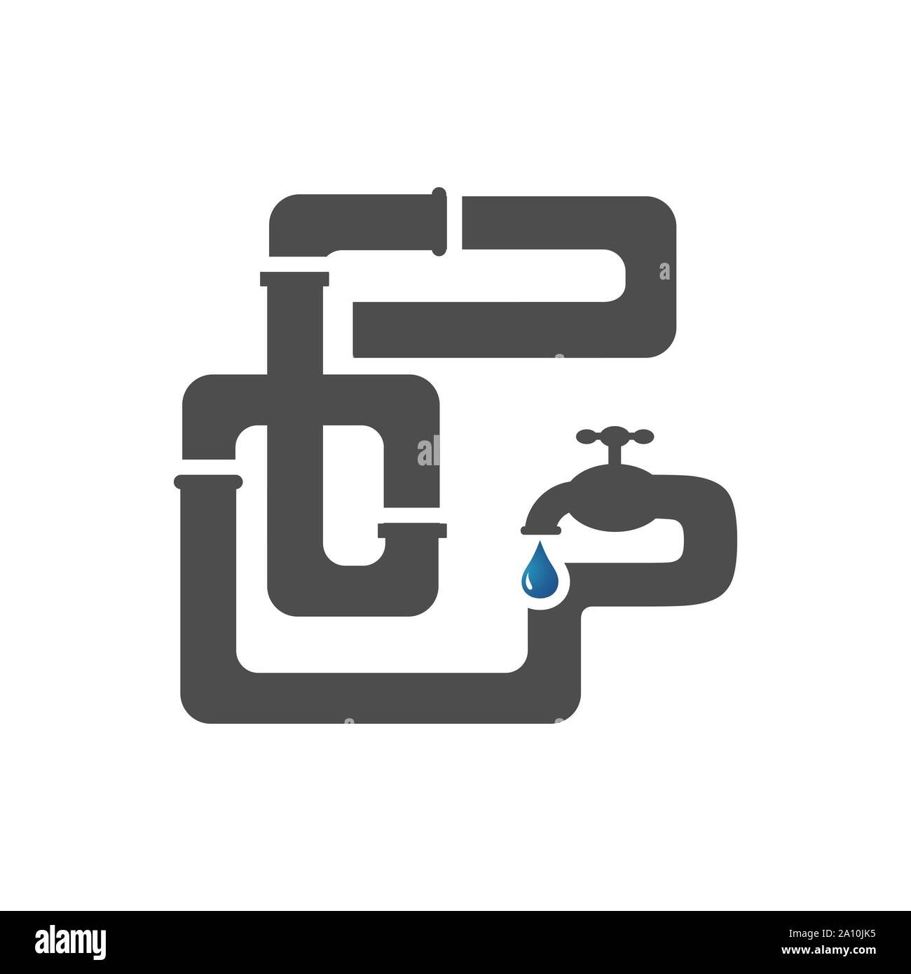 Sanitär Sanitär logo Symbol von Rohr und Tropfen Wasser in weißen Hintergrund Vector Illustration Stock Vektor