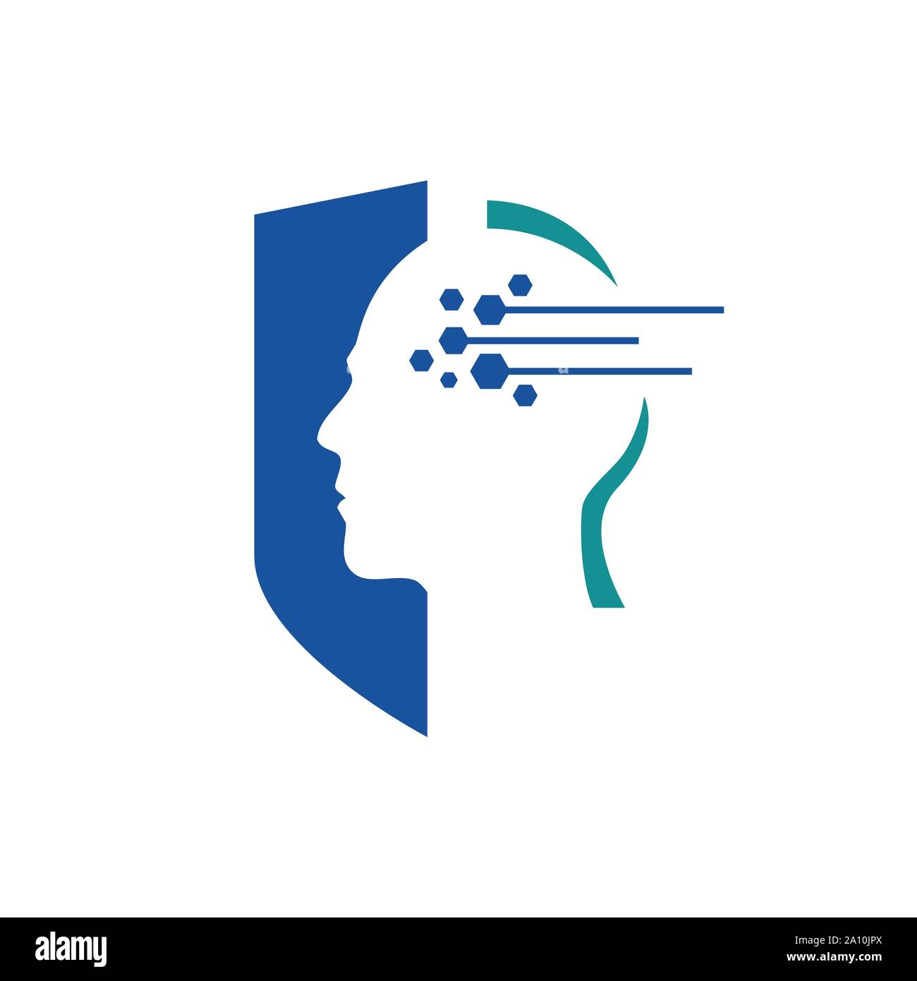 Menschlichen Kopf, Schild, Linien und Punkte eine Künstliche Intelligenz logo Symbol vektor design Stock Vektor