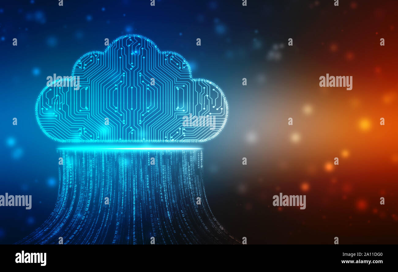 2d Abbildung: Cloud Computing, Cloud Computing, Cloud-Computing-Technologie internet Konzept Hintergrund Stockfoto