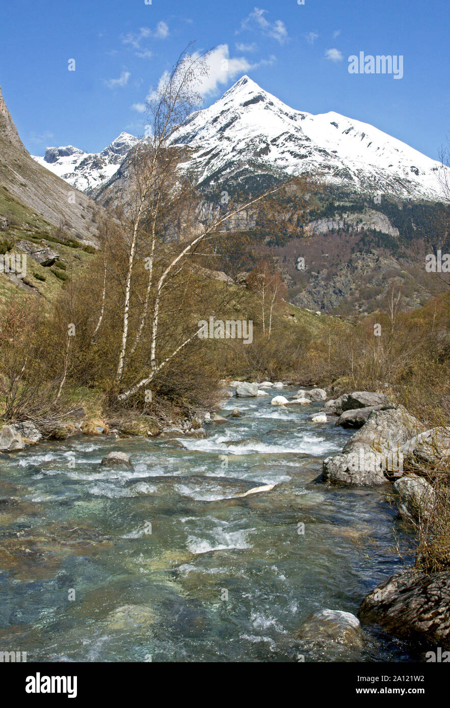 Frankreich. Hautes-Pyrenees. Mount Pimene 2801 m ist mit dem Start der Gavarnie Tal Stockfoto