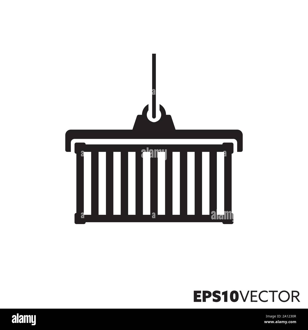 Cargo Container auf Haken glyph Icon. Symbol der Fracht und Transport. Industrie flachbild Vector Illustration. Stock Vektor