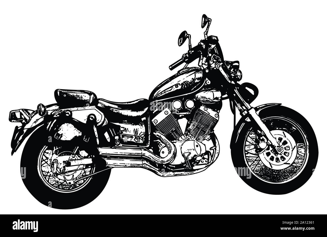 Skizze Abbildung: Vintage Motorcycle-Vektor Stock Vektor